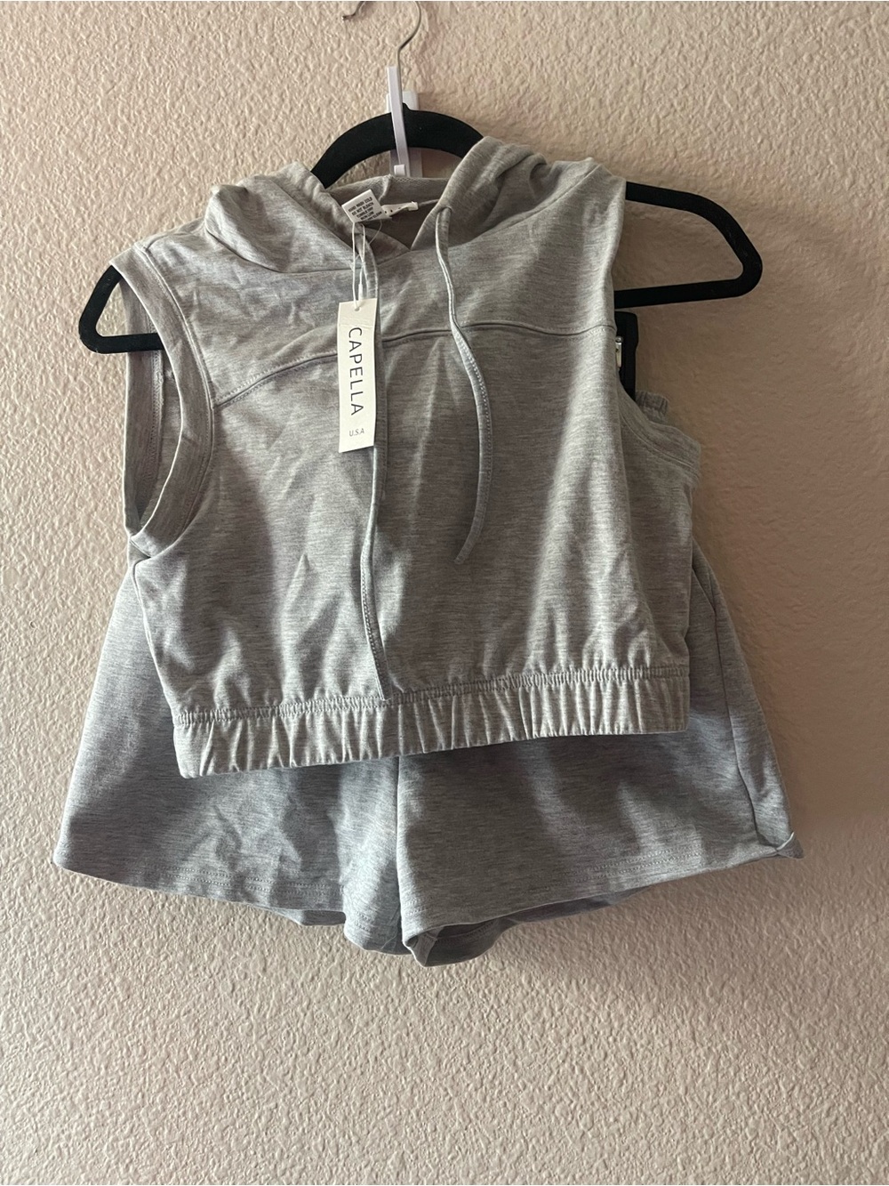 Capella Women's Grey Sleeveless Hooded Tank Top